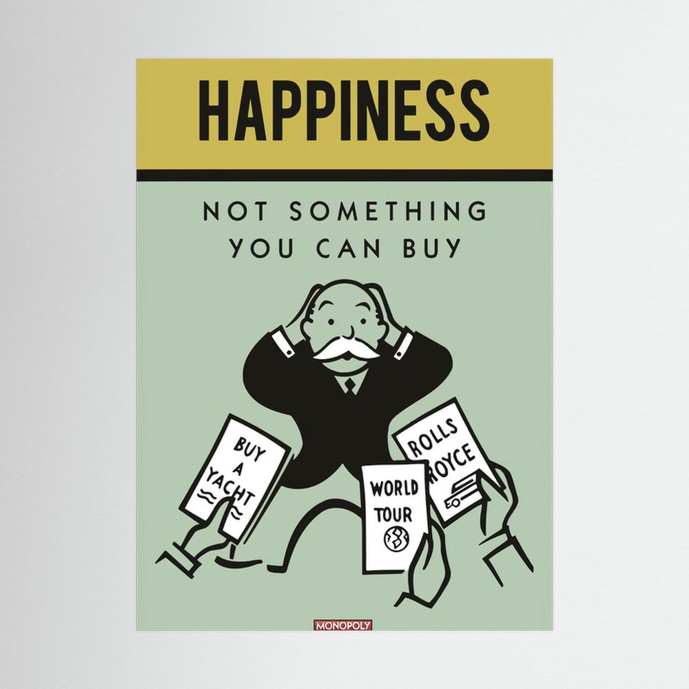 Unbought Joy retro happiness quote print, product view 5.