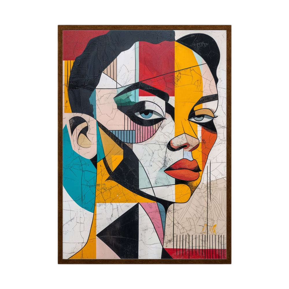 Faceted Poise – Colourful Cubist Woman Portrait Print