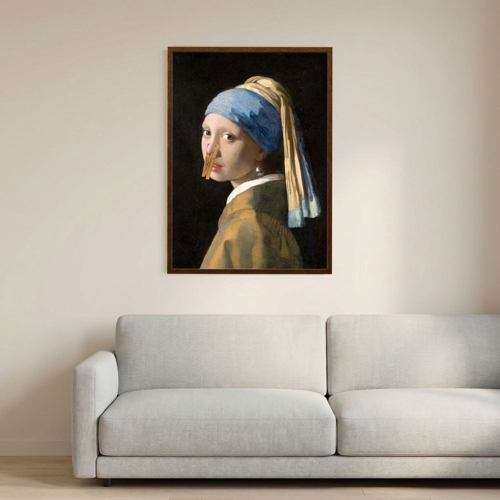 Peg with a Pearl humorous classical portrait parody print, product view 7.