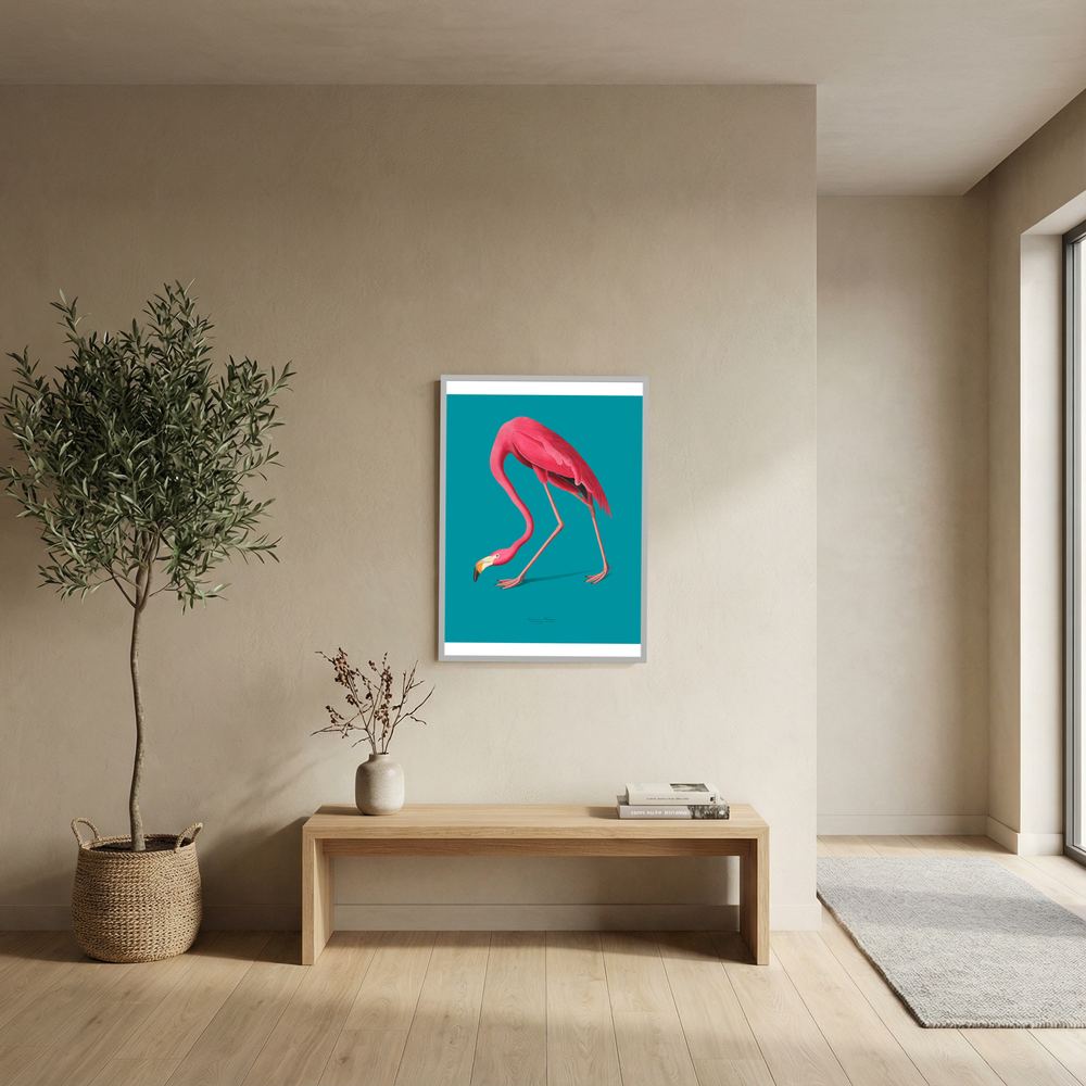 Teal Flamingo pink flamingo art print, product view 10.