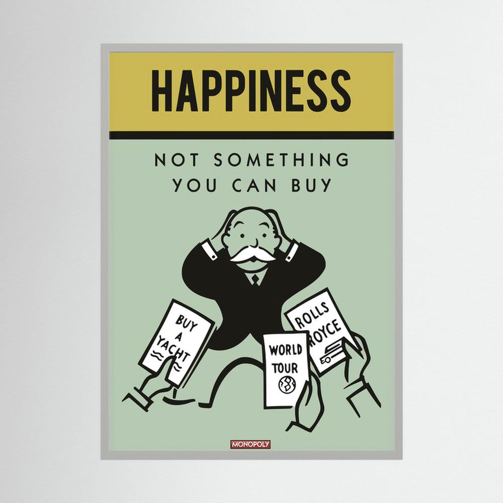 Unbought Joy retro happiness quote print, product view 8.