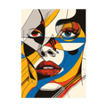 Electric Gaze – Blue Yellow Cubist Face Print