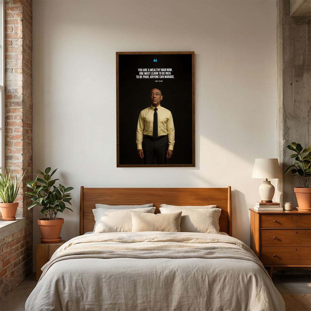 Learn to Be Rich cinematic wealth quote wall print, product view 6.