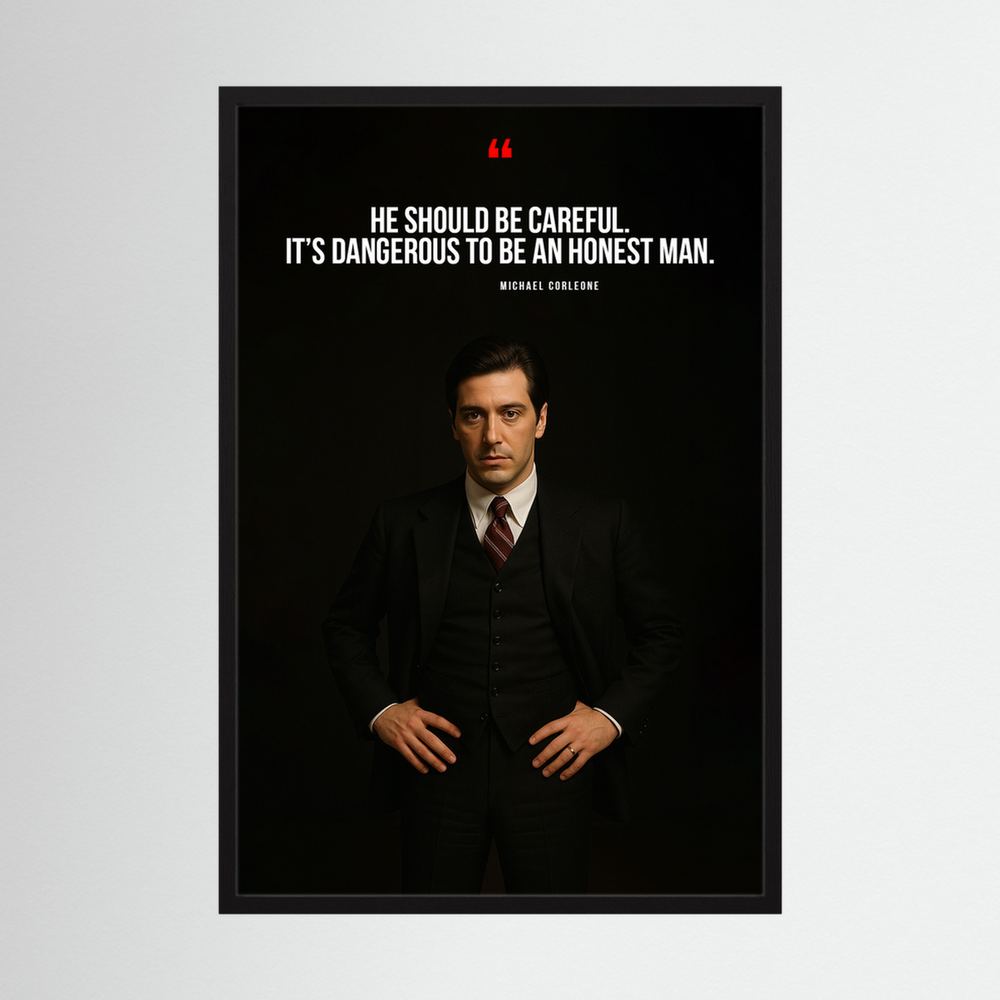 Honest Man dark cinematic quote portrait print, product view 3.