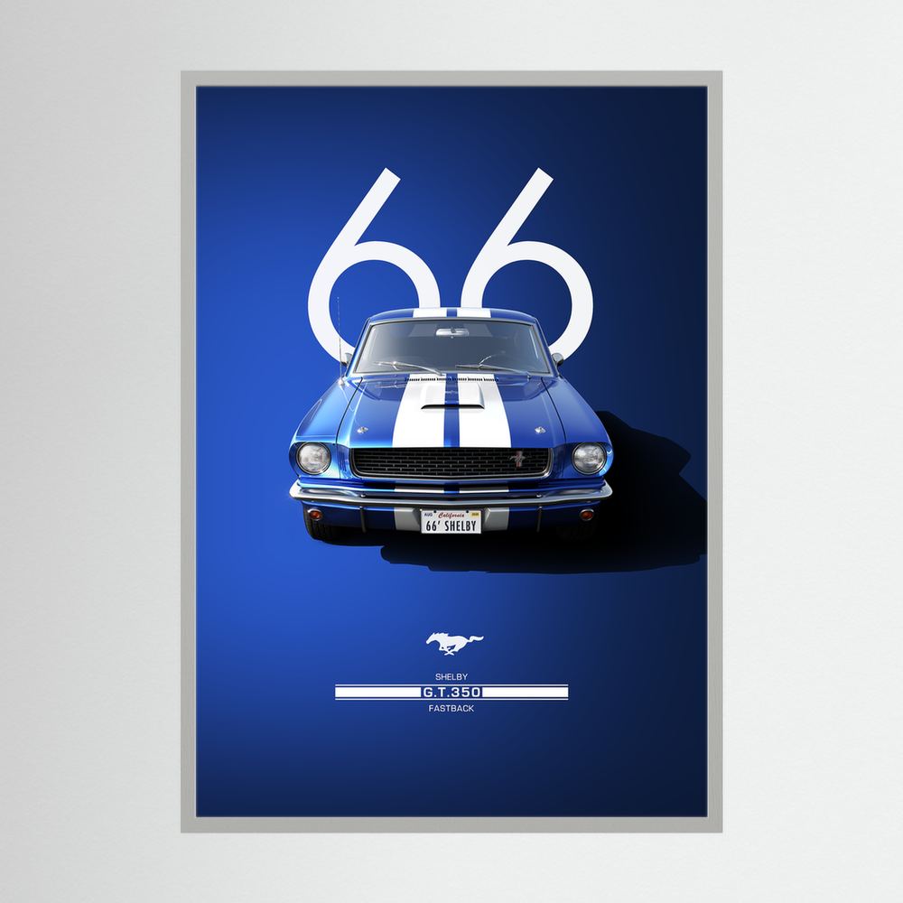 Blue Fastback blue classic muscle car poster, product view 4.