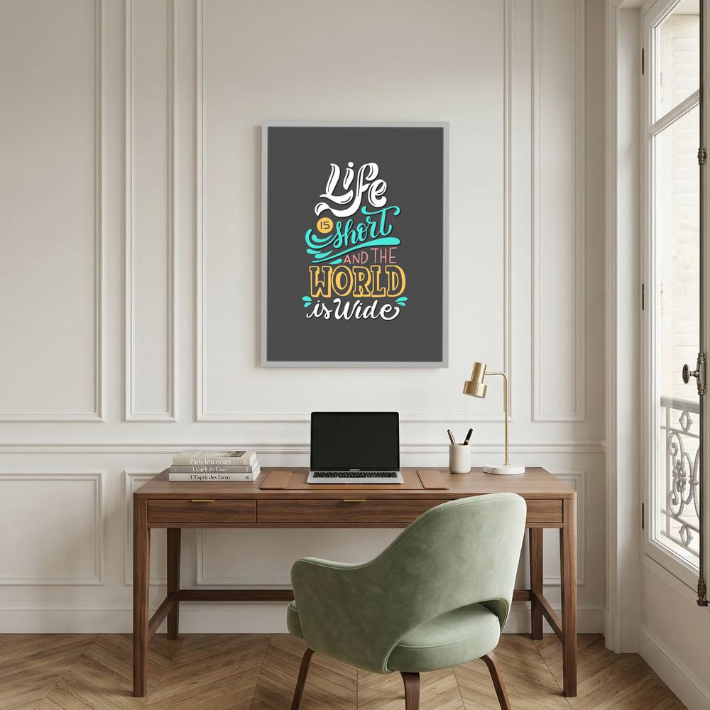 World Is Wide travel quote typography print, product view 9.