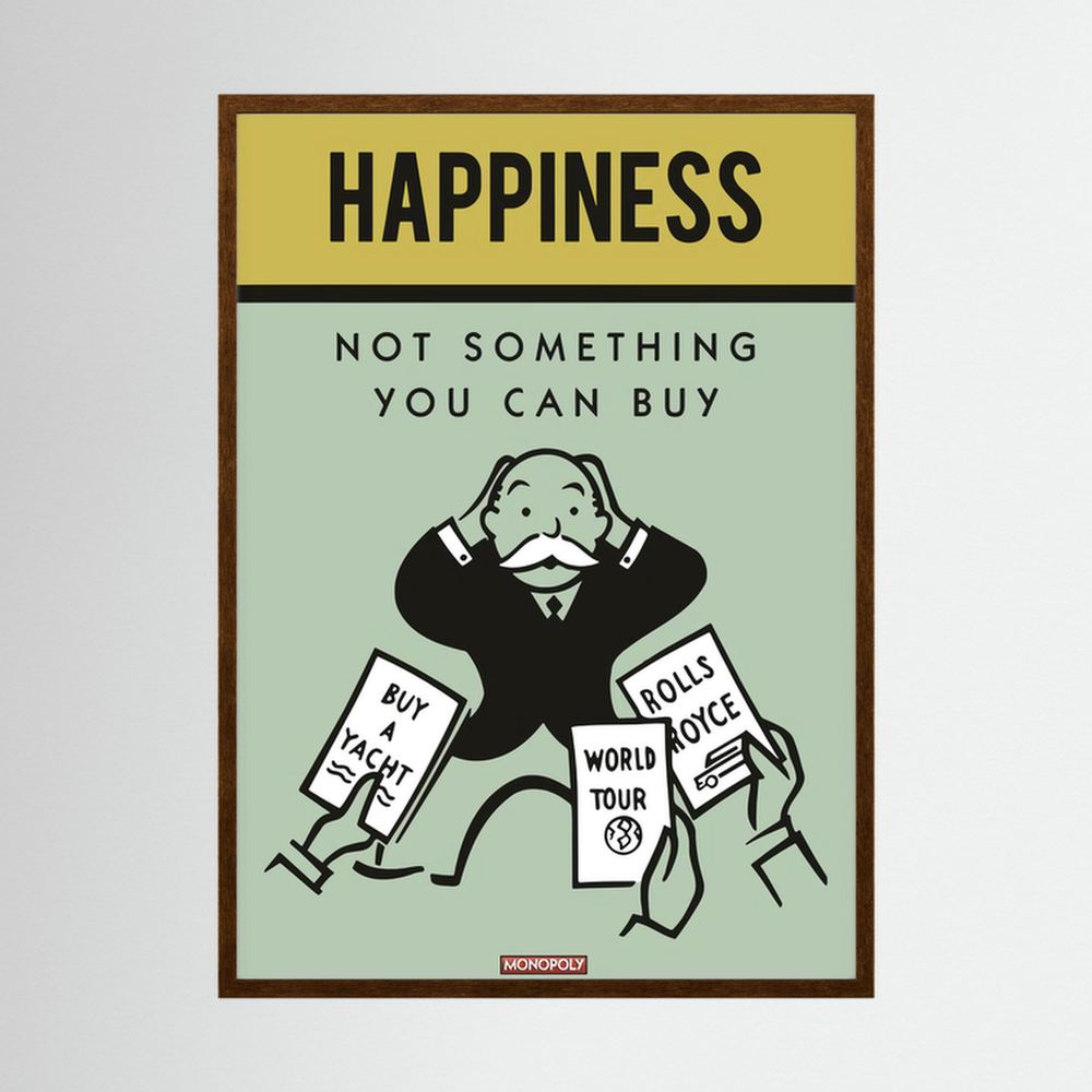 Unbought Joy retro happiness quote print, product view 6.