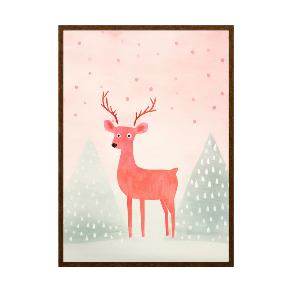 Winter Stag pastel deer nursery art print, product view 2.
