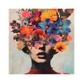 Crowned in Colour – Floral Headdress Woman Portrait Print
