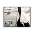 Black linear marks and translucent taupe washes create a wide abstract landscape, shown in product view 3.