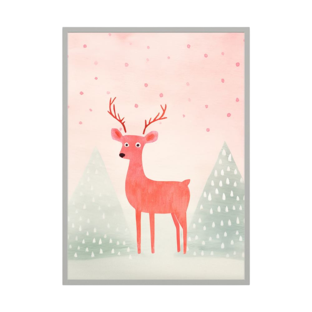 Winter Stag pastel deer nursery art print, product view 4.