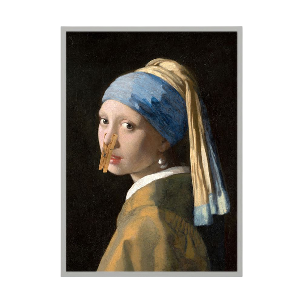 Peg with a Pearl humorous classical portrait parody print, product view 4.