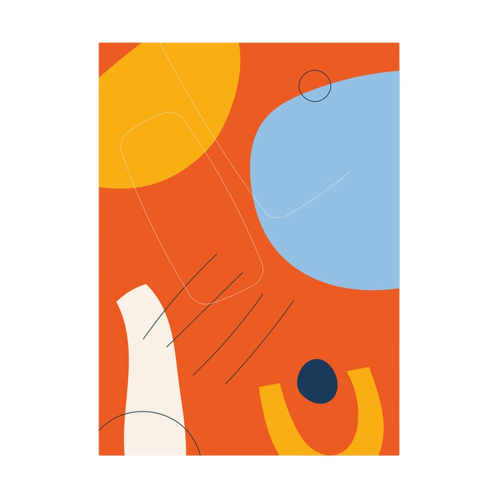 Sunset Rhythm – Orange Blue Geometric Abstract Print