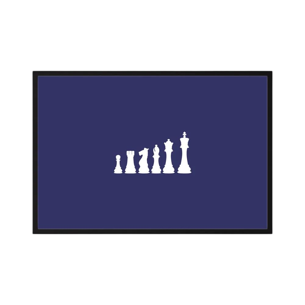 White chess pieces rise from pawn to king across a spacious deep navy field, shown in product view 4.