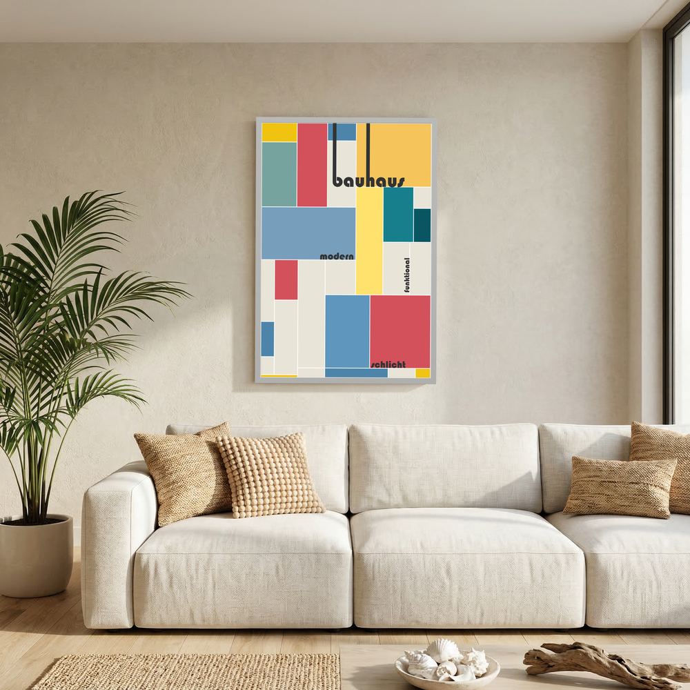 Modern Grid colourful Bauhaus geometric print, product view 9.