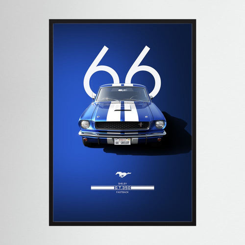 Blue Fastback blue classic muscle car poster, product view 3.