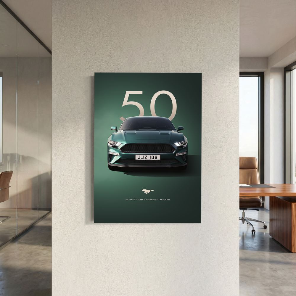Fifty Years green modern muscle car print, product view 5.