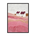 Rosefield Cottages pink countryside cottage art print, product view 3.