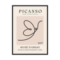 Single continuous black line forms a butterfly within a warm beige museum-style poster layout, shown in product view 2.