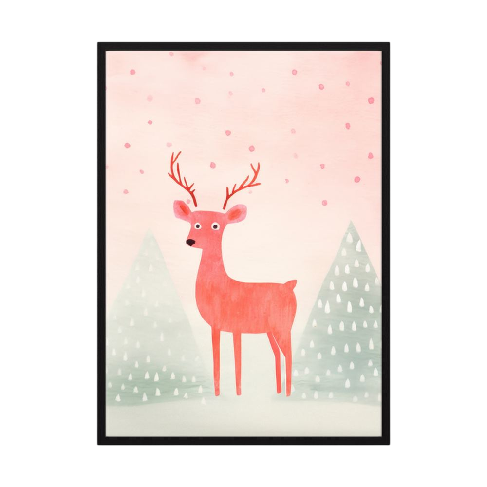 Winter Stag pastel deer nursery art print, product view 3.