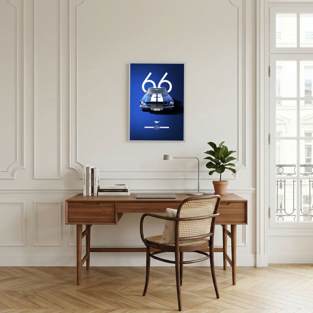 Blue Fastback blue classic muscle car poster, product view 8.