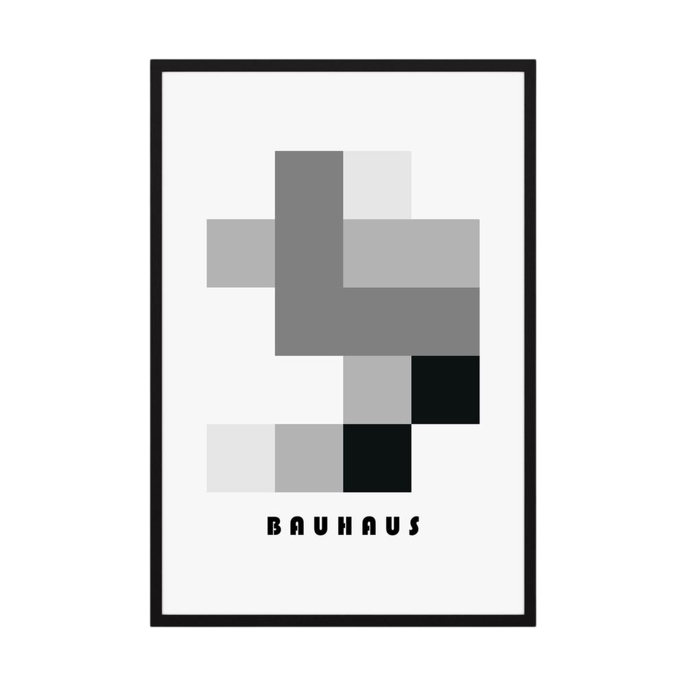 Monochrome Structure black and grey Bauhaus print, product view 3.