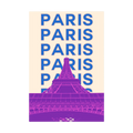 Paris Repeat – Purple Eiffel Tower Typography Print