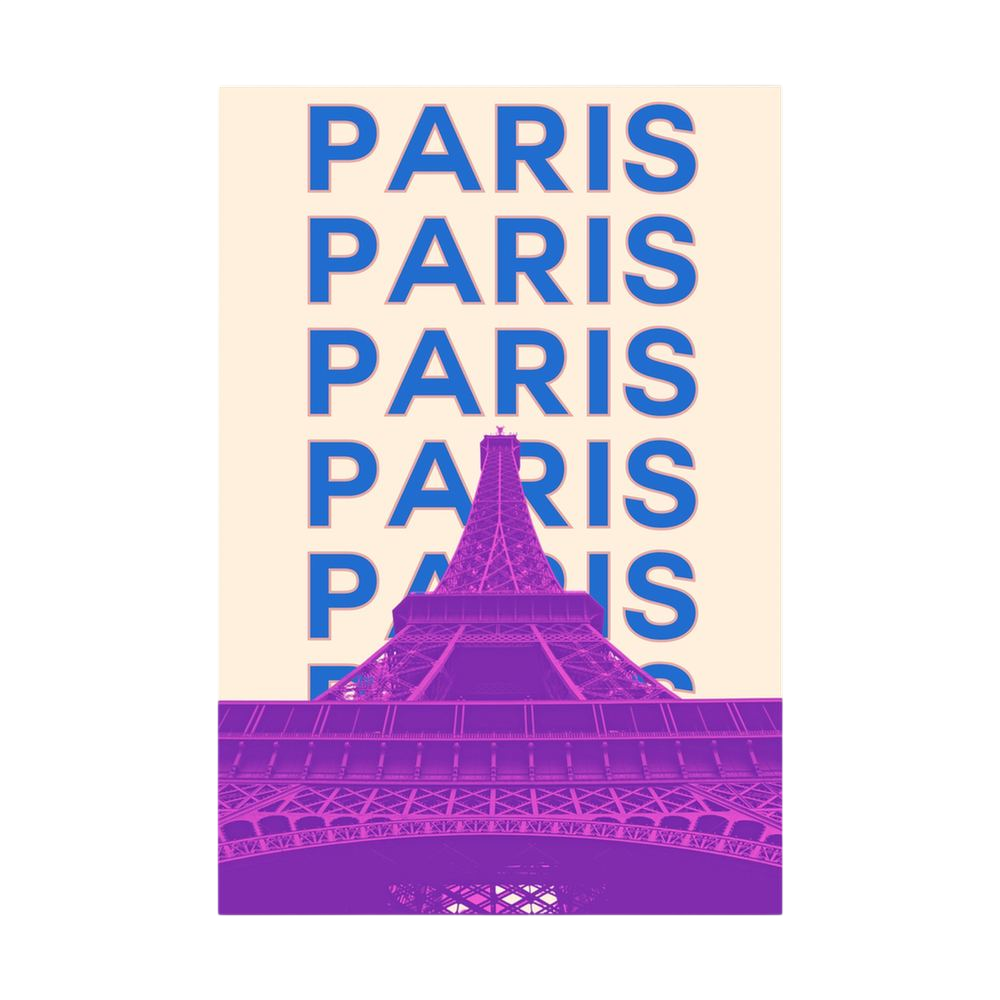 Paris Repeat – Purple Eiffel Tower Typography Print