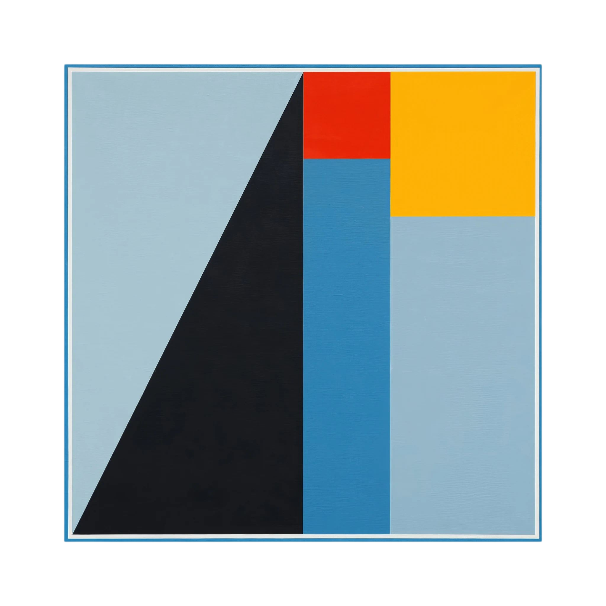 Pale blue, navy, yellow and red geometric planes form a strong ascending abstract composition, shown in product view 2.