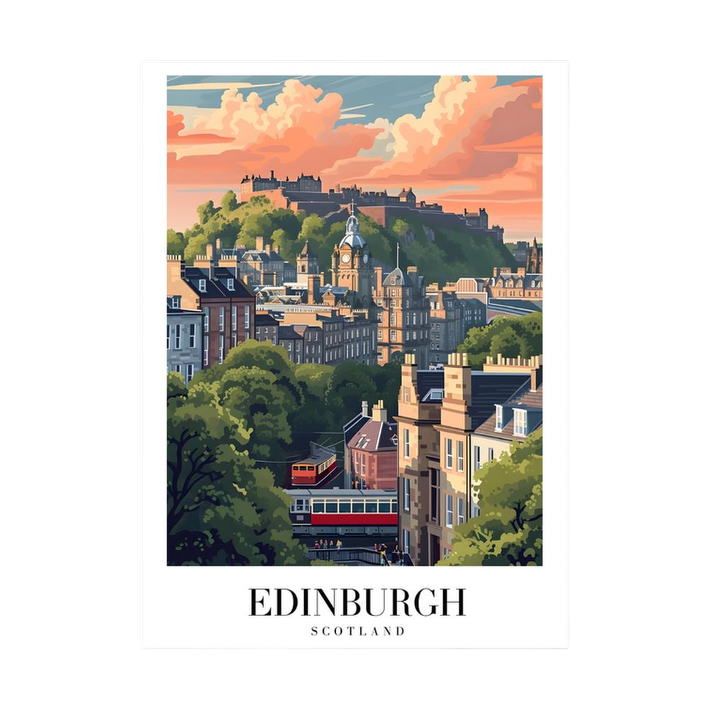 Castle at Dusk – Edinburgh Scotland Travel Poster