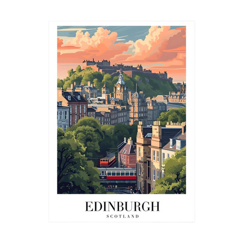 Castle at Dusk – Edinburgh Scotland Travel Poster