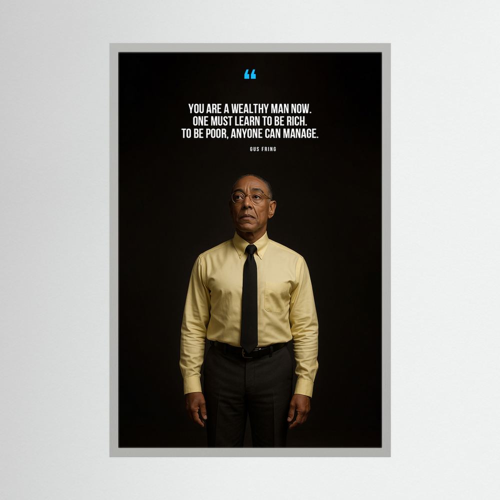 Learn to Be Rich cinematic wealth quote wall print, product view 4.