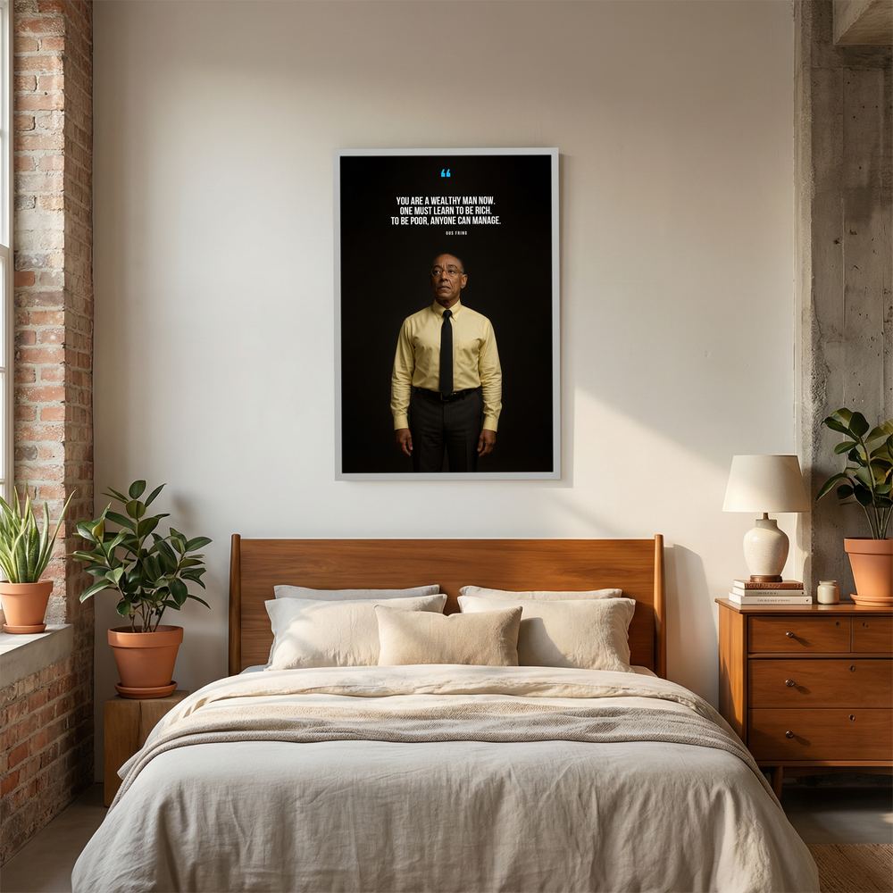 Learn to Be Rich cinematic wealth quote wall print, product view 8.