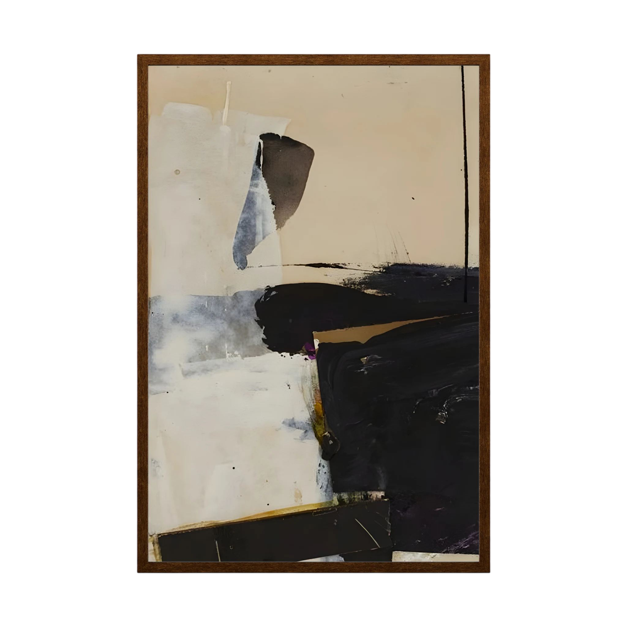 Broad black, cream and grey painterly forms create a restrained high-contrast abstract composition, shown in product view 2.