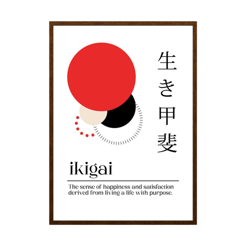 Purpose in Balance red and black Ikigai wall print, product view 2.