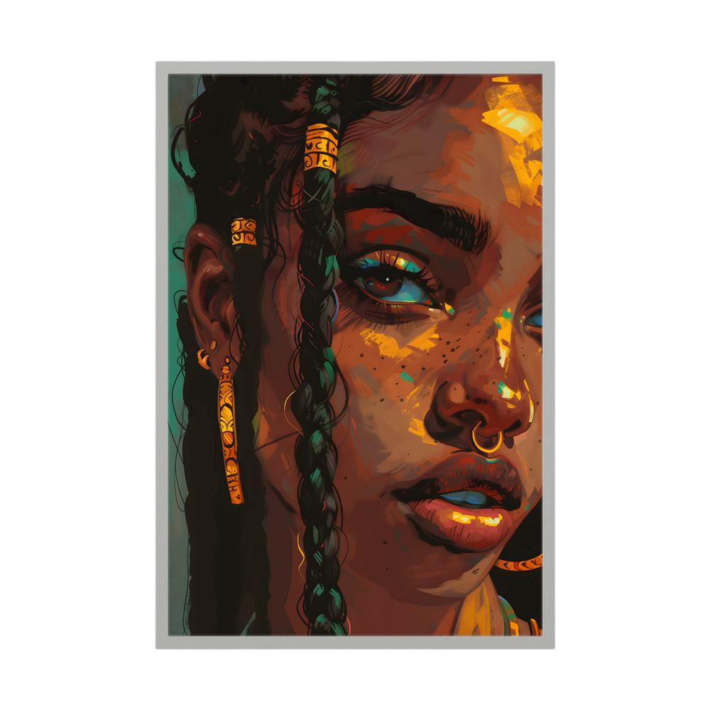 Golden Gaze Black woman portrait wall art print, product view 4.