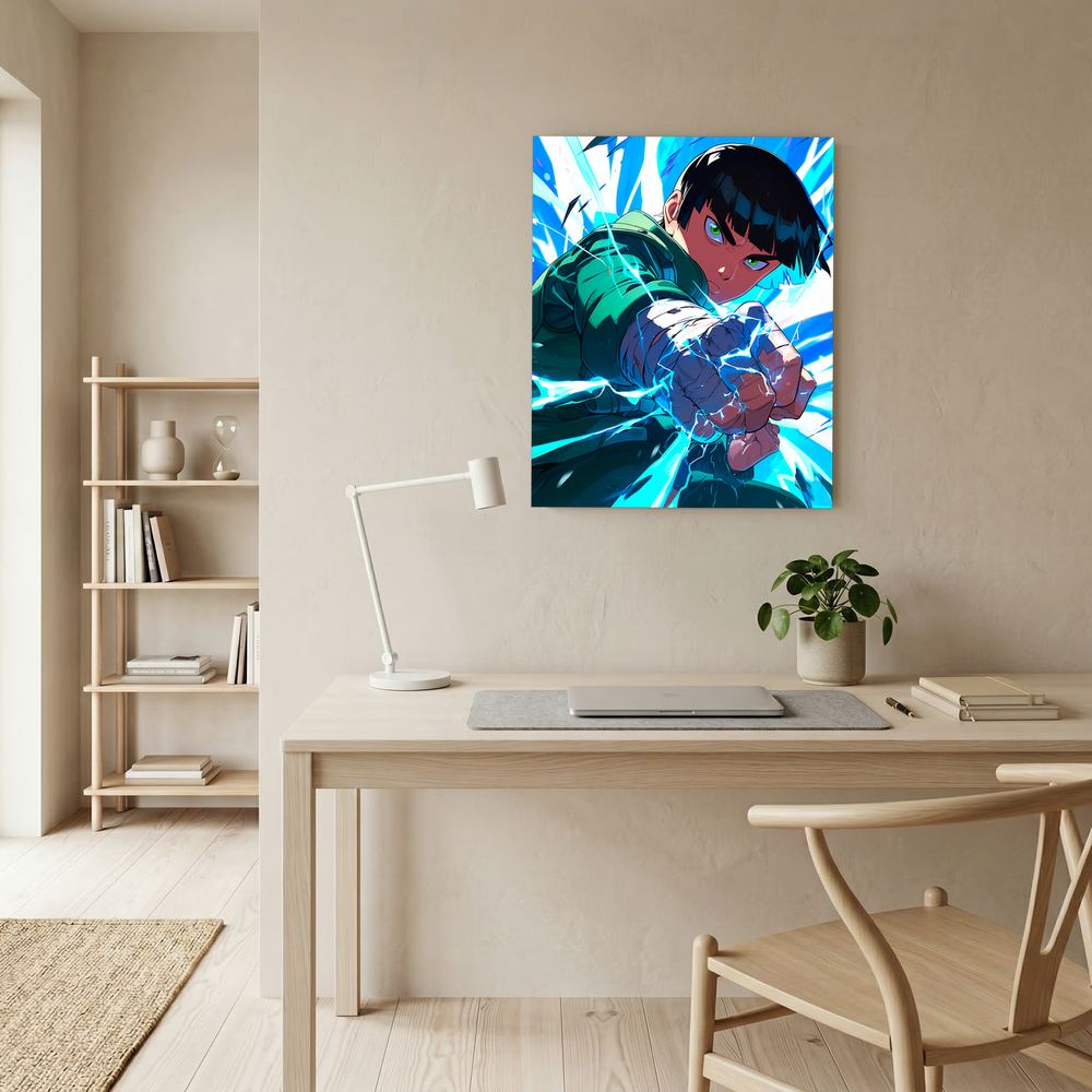 Electric Strike blue energy anime martial arts print, product view 5.