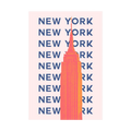 New York Repeat – Coral Empire State Typography Print