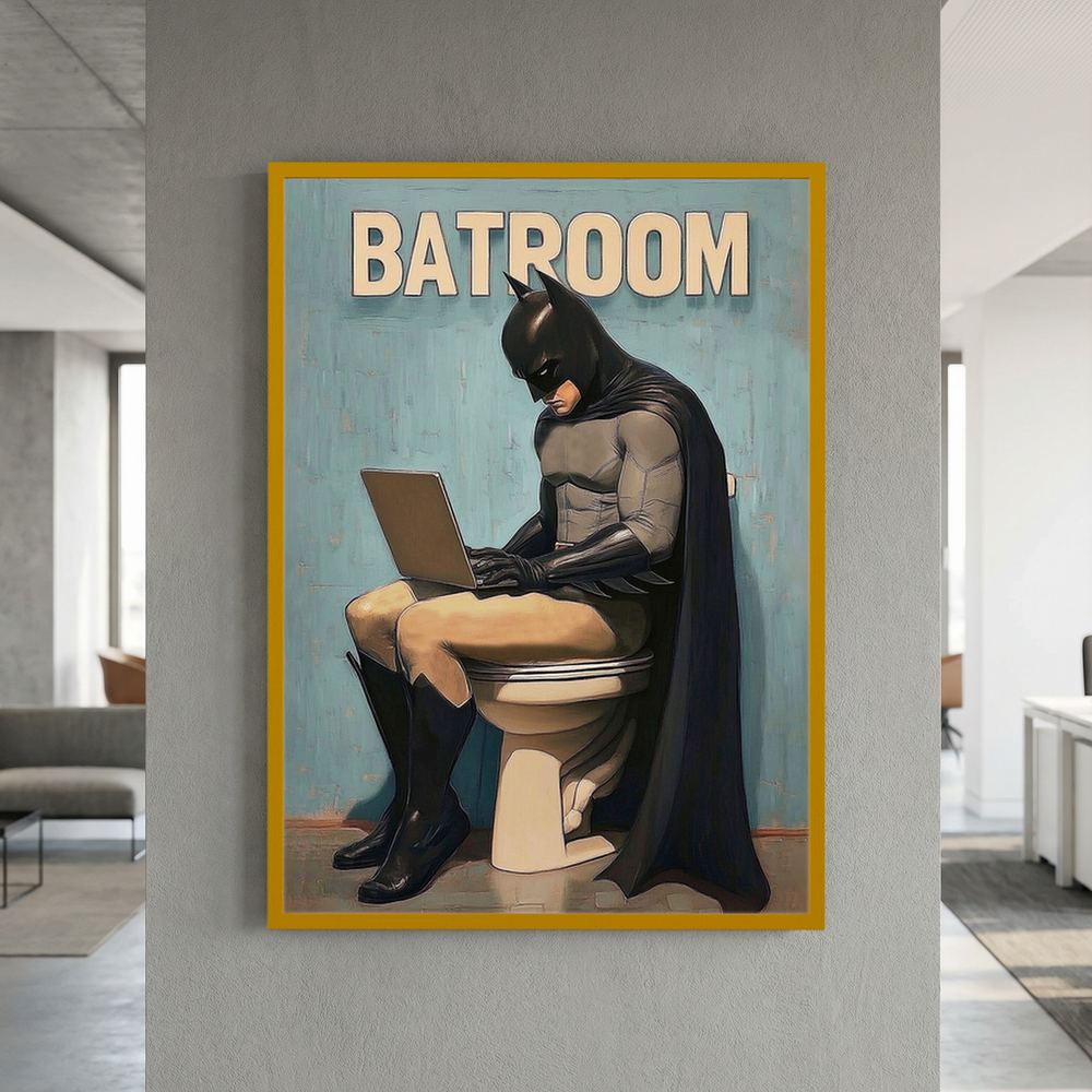 Batroom Break funny superhero bathroom print, product view 10.