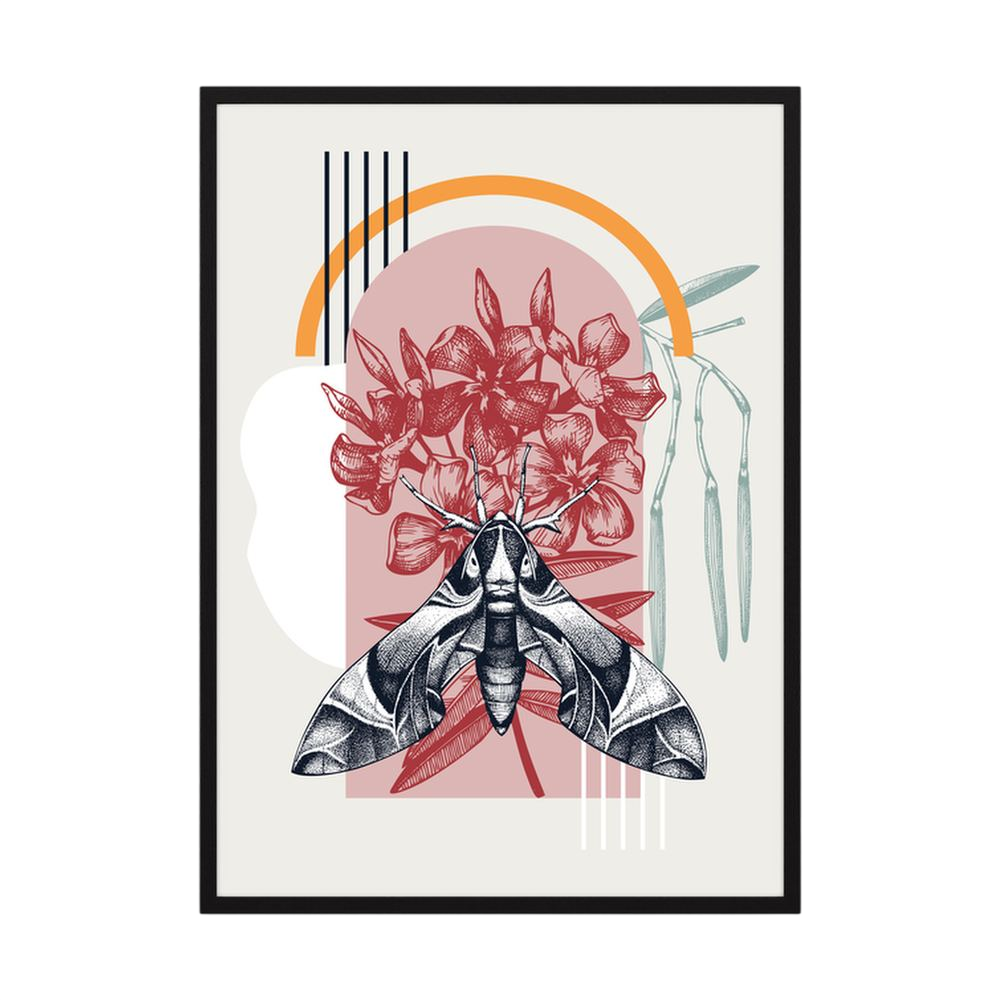 Nocturnal Bloom botanical moth art print, product view 3.