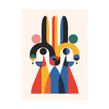 Ceremonial Trio – Colourful Geometric Figurative Print