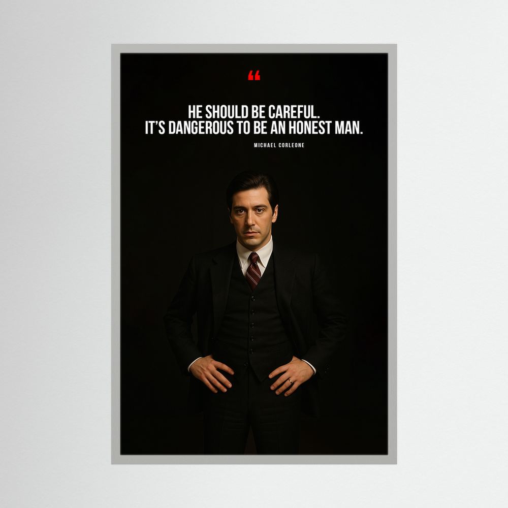 Honest Man dark cinematic quote portrait print, product view 4.