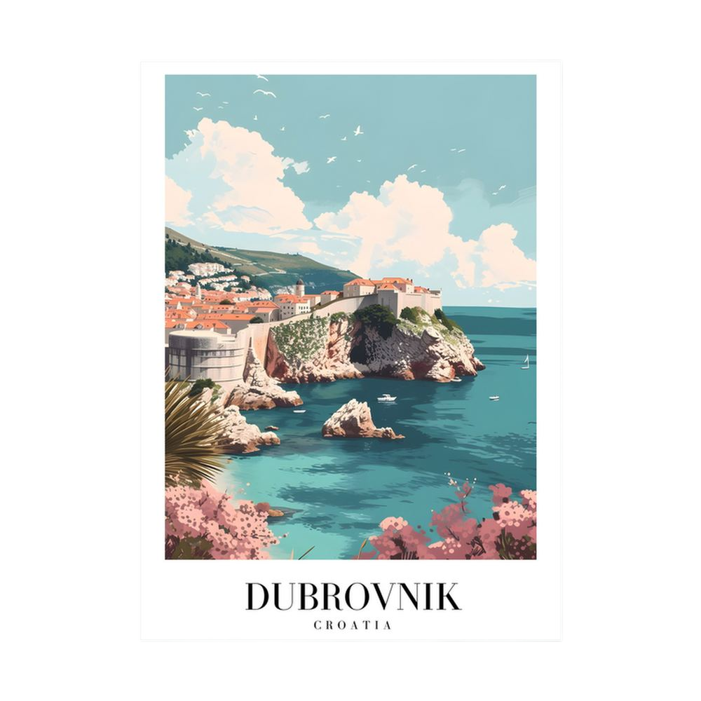 Dubrovnik Blossom – Illustrated Croatia Coastal Poster