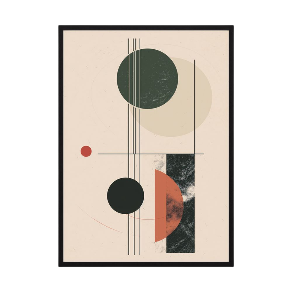 Balanced Eclipse – Rust Green Bauhaus Geometric Print