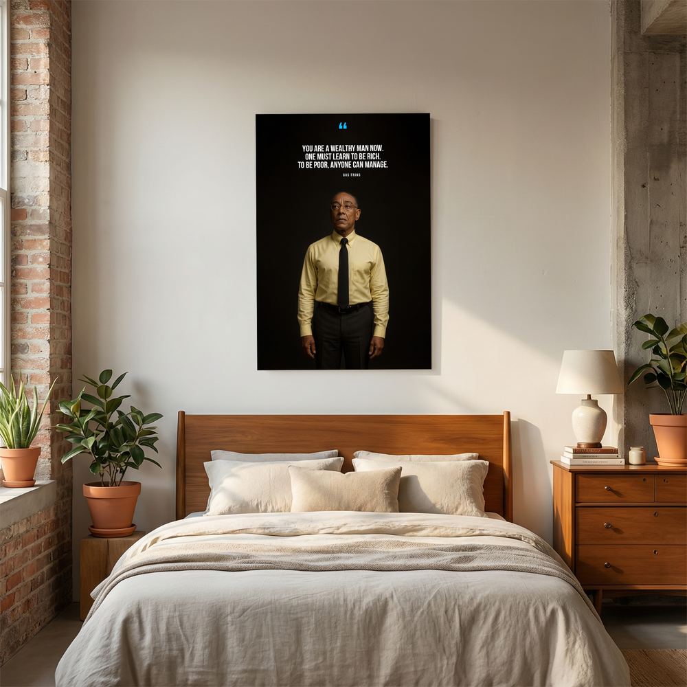 Learn to Be Rich cinematic wealth quote wall print, product view 5.