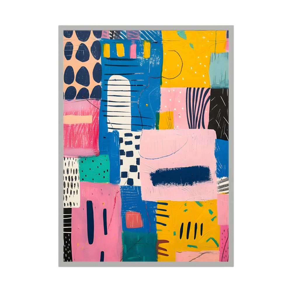 Joyful Blocks colourful geometric abstract print, product view 4.
