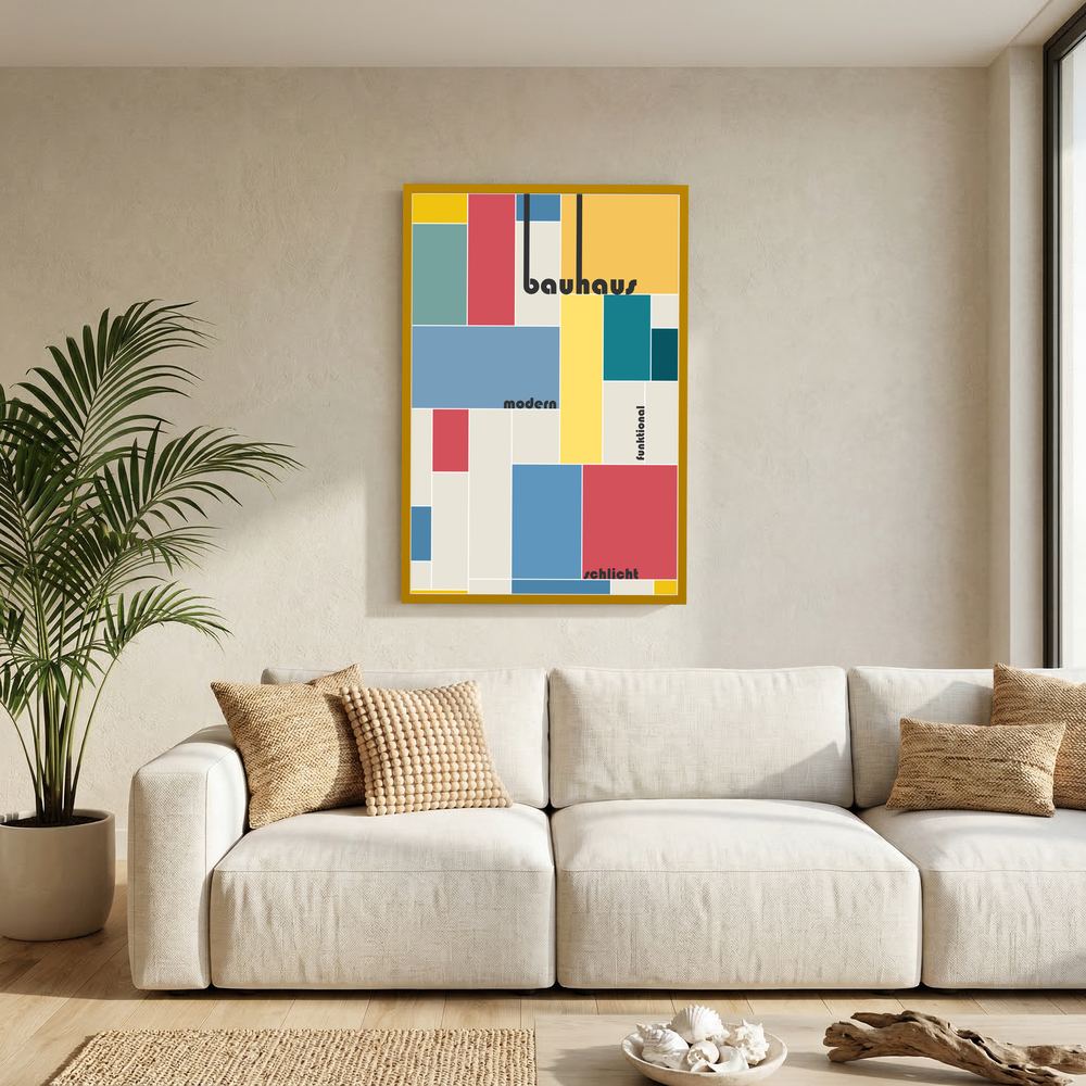 Modern Grid colourful Bauhaus geometric print, product view 10.