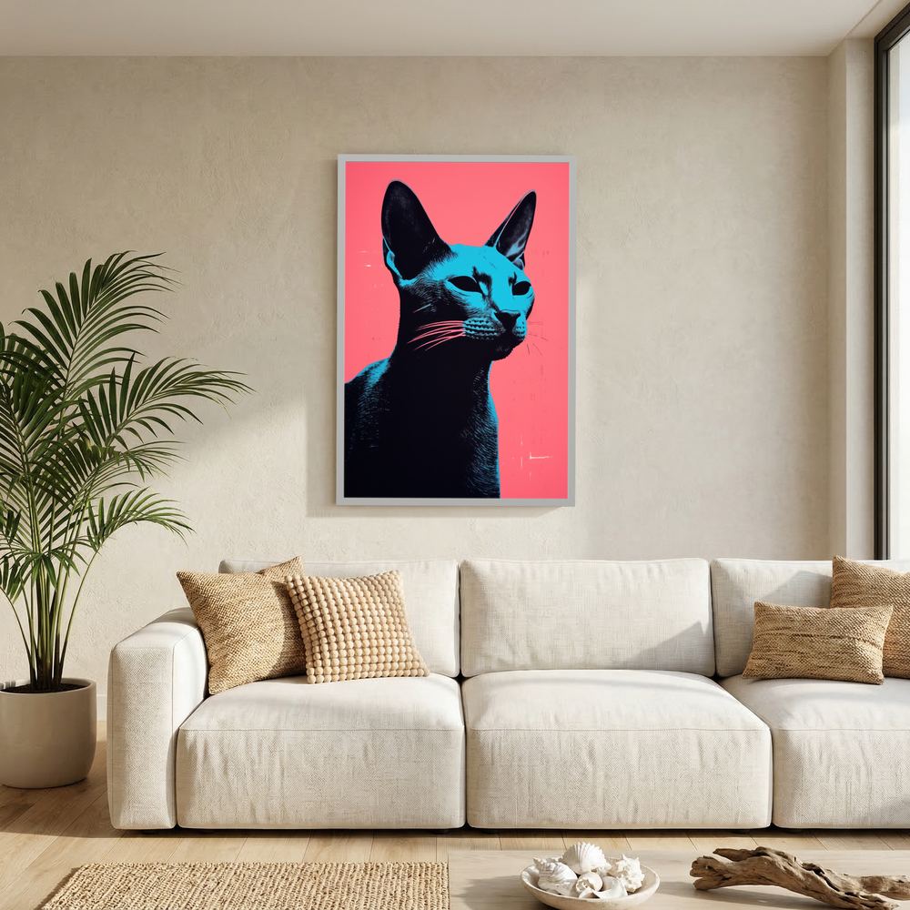 Electric Feline colourful pop art cat print, product view 8.