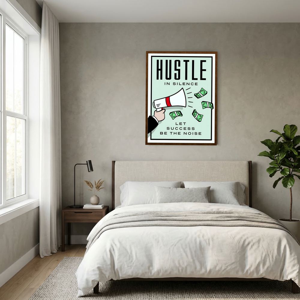 Silent Hustle hustle motivational poster print, product view 6.