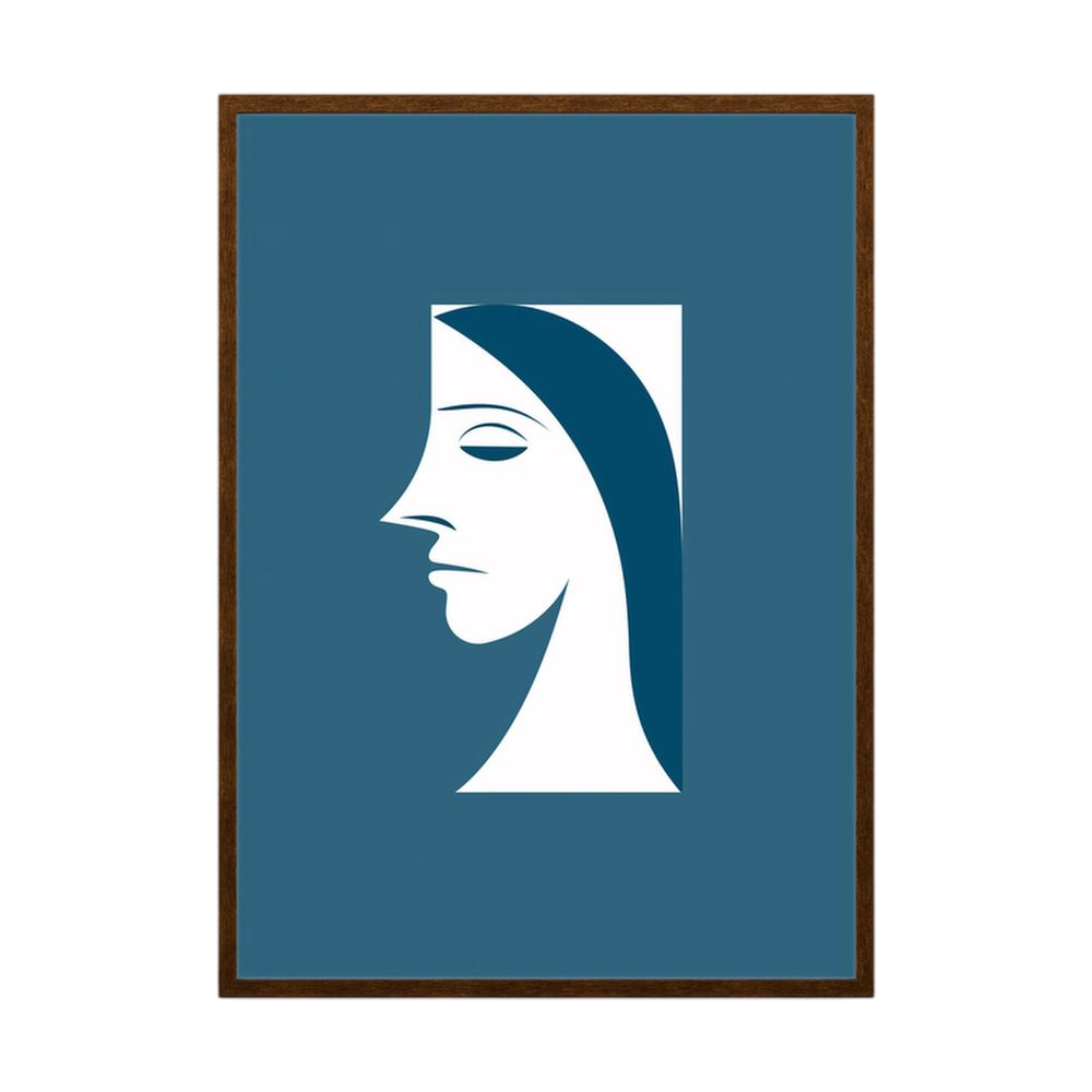Blue Profile – Minimalist Woman Silhouette Print